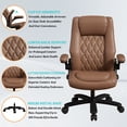 thumbnail image 6 of Ninecer Big and Tall Office Chair 400lbs, High Back Executive Computer Desk Chair with PU Leather, Ergonomic Swivel Chair with Adjustable Height, Rocking Function and Padded Flip-up Armrests, Brown, 6 of 8