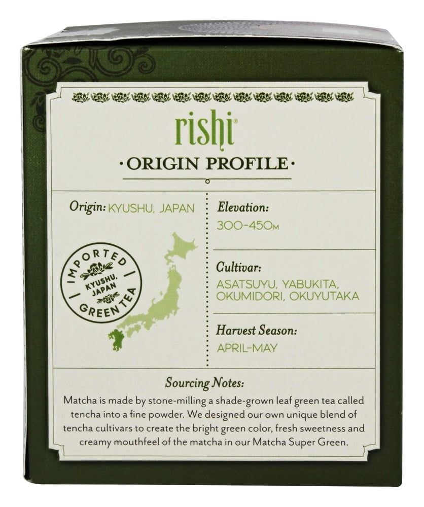 Rishi Tea Organic Green Tea Matcha Super Green 15 Tea Bags 1.42 Oz (Pack of 4)