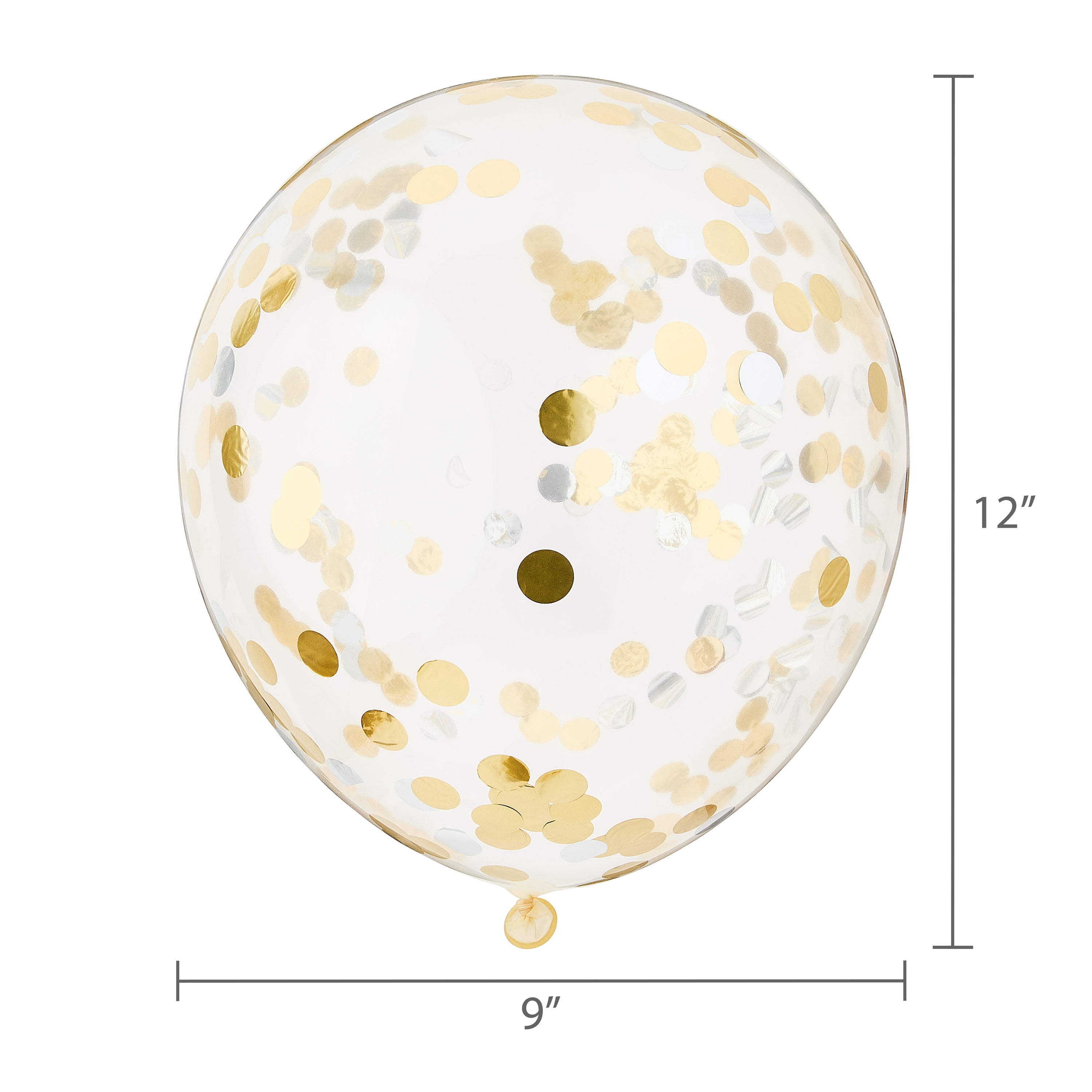 12" Silver/Gold Foil Confetti Balloons, 5 Count, by Way To Celebrate