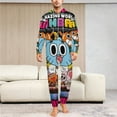 thumbnail image 6 of Amazing World of Gumball Men's Hooded Jumpsuit - Zip Up One Piece Pajamas Soft Cozy Winter Warm Plush Loungewear, 6 of 8