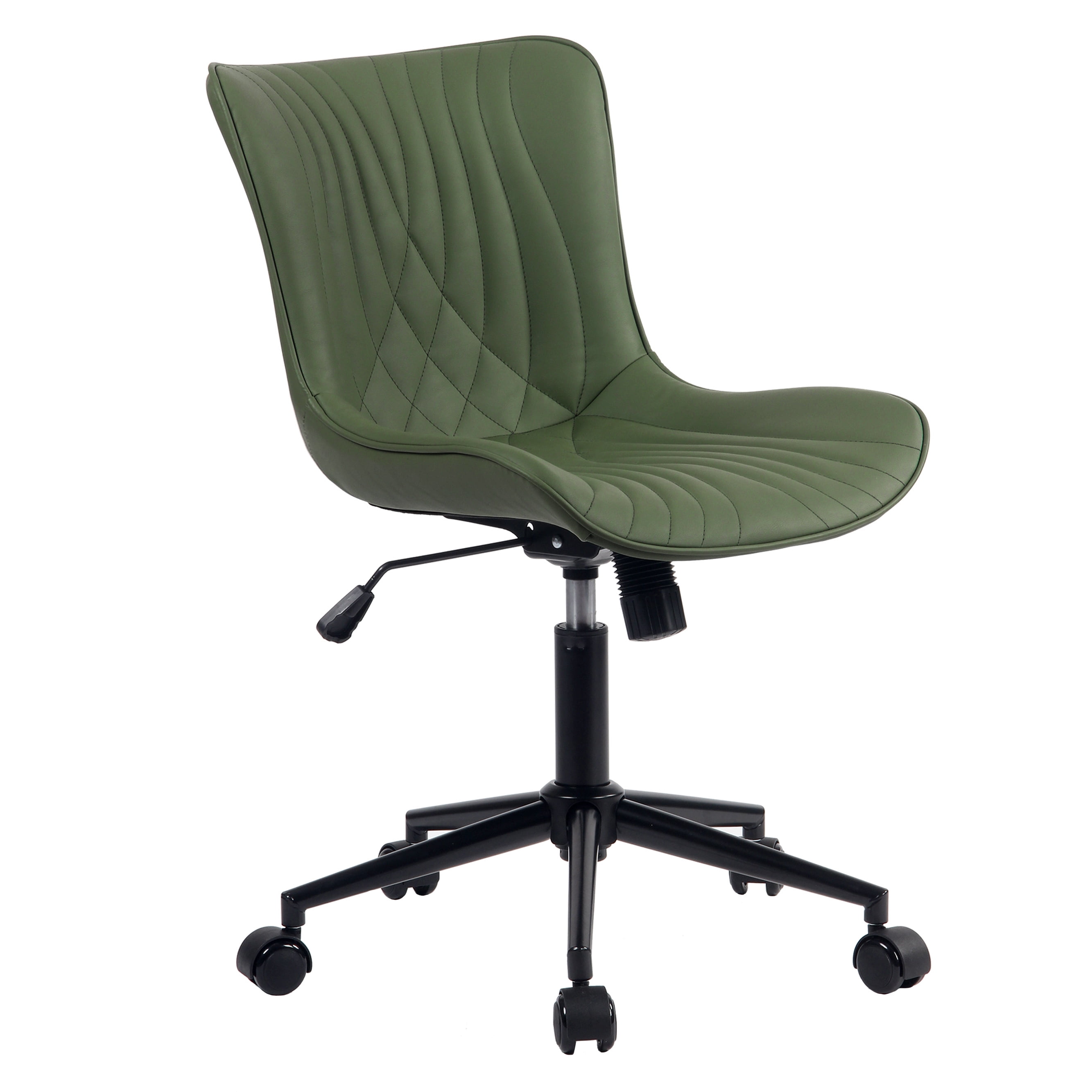 Kidol&Shellder Green Desk Chair with Wheels, Adjustable Rocking Cozy PU