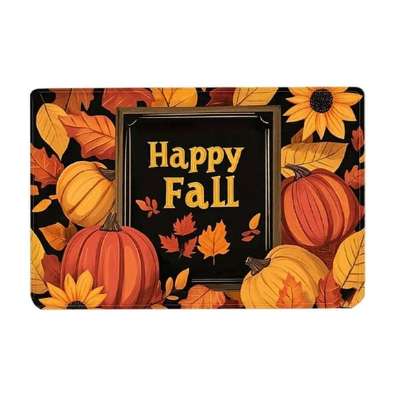 CuiLiyq Halloween Door Mat, Fall Pumpkin Maple Leaves Floor Mat, Halloween Decorative Floor Rug Welcome Mats Outdoor (23.6" x 15.8")