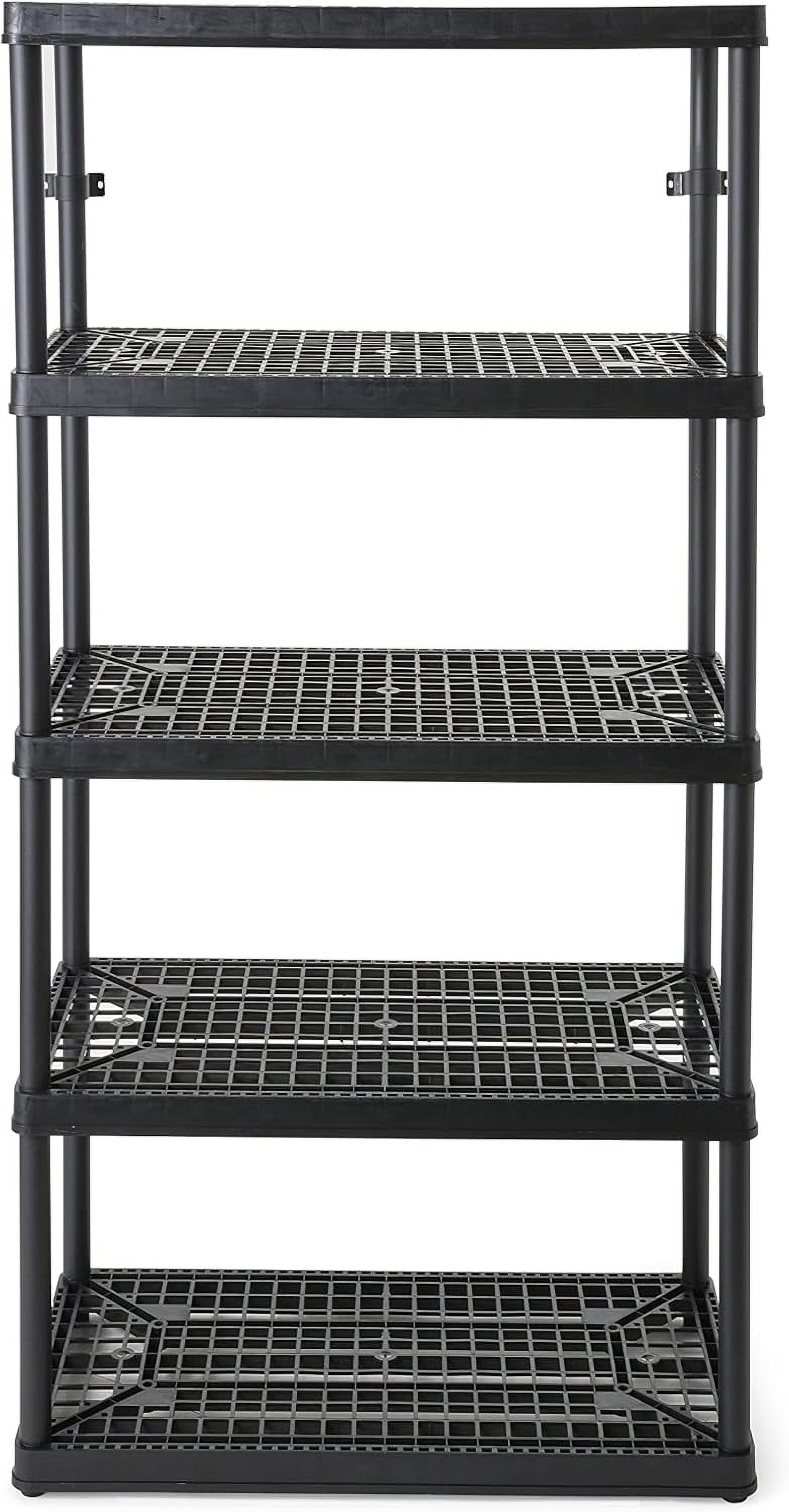Gracious Living 5 Shelf 72 x 36 x 18" Fixed Height Ventilated Heavy Duty Shelving Unit Organizer System for Home, Garage, Basement, and Laundry, Black