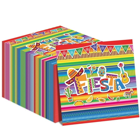 50 Pack Mexican PriNst Fiesta Napkins for Fifth of May Party Supplies Mexican Fiesta Themed Disposable Paper Napkins Colorful Stripes Flags Birthday Taco Weddings Party Table Decorations