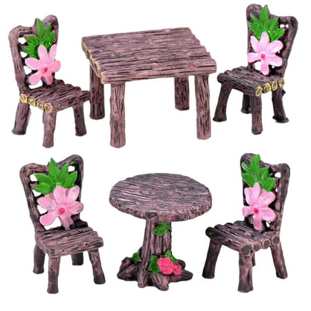 

6pcs Miniature Tables Small House Microlandscape Resin Furniture Accessories