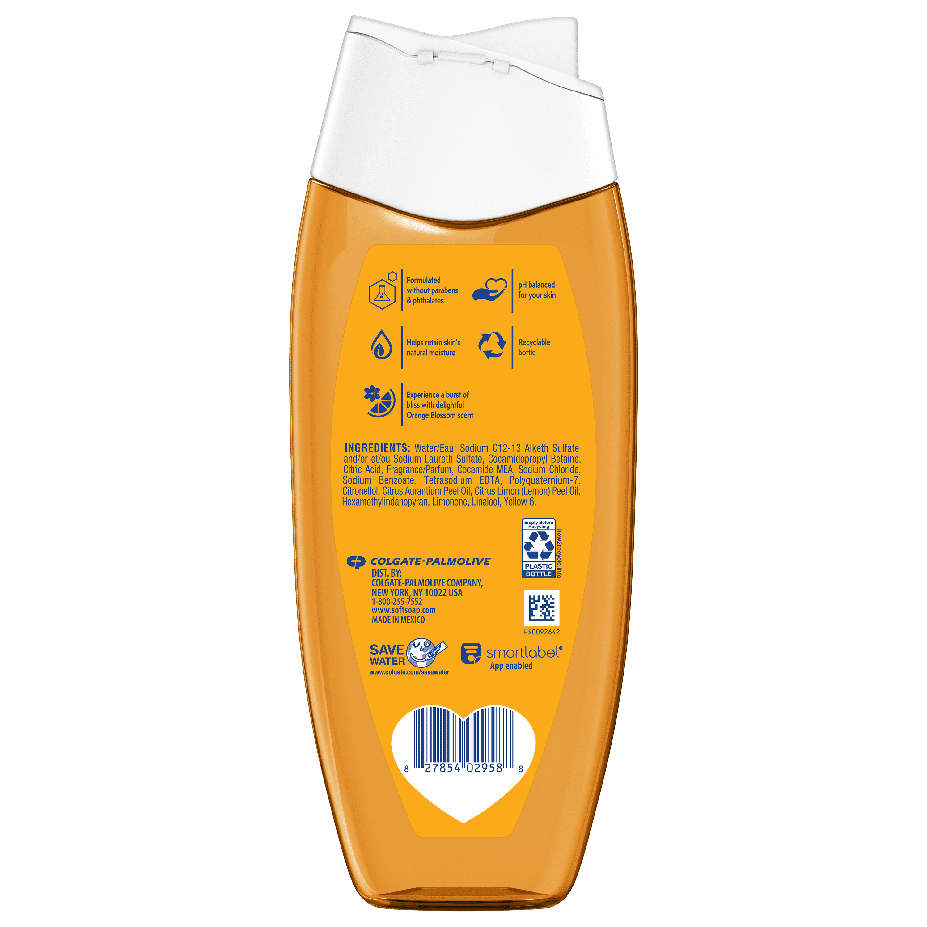 Softsoap Moisturizing Body Wash, pH Balanced, Orange Blossom Scent, 12 fl oz