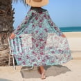 thumbnail image 5 of Fewfanhot Women's Long Sleeve Bikini Set Cover-Up Two-Piece SheerMesh Swimwear Printed Bathing Suit Beach Vacation Swimsuit, 5 of 9