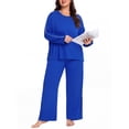 thumbnail image 6 of Cueply Women's Plus Size Pajama Set Long Sleeve Loungewear Long Pants Sleepwear Soft 2 Piece Pjs with Pockets, 6 of 9