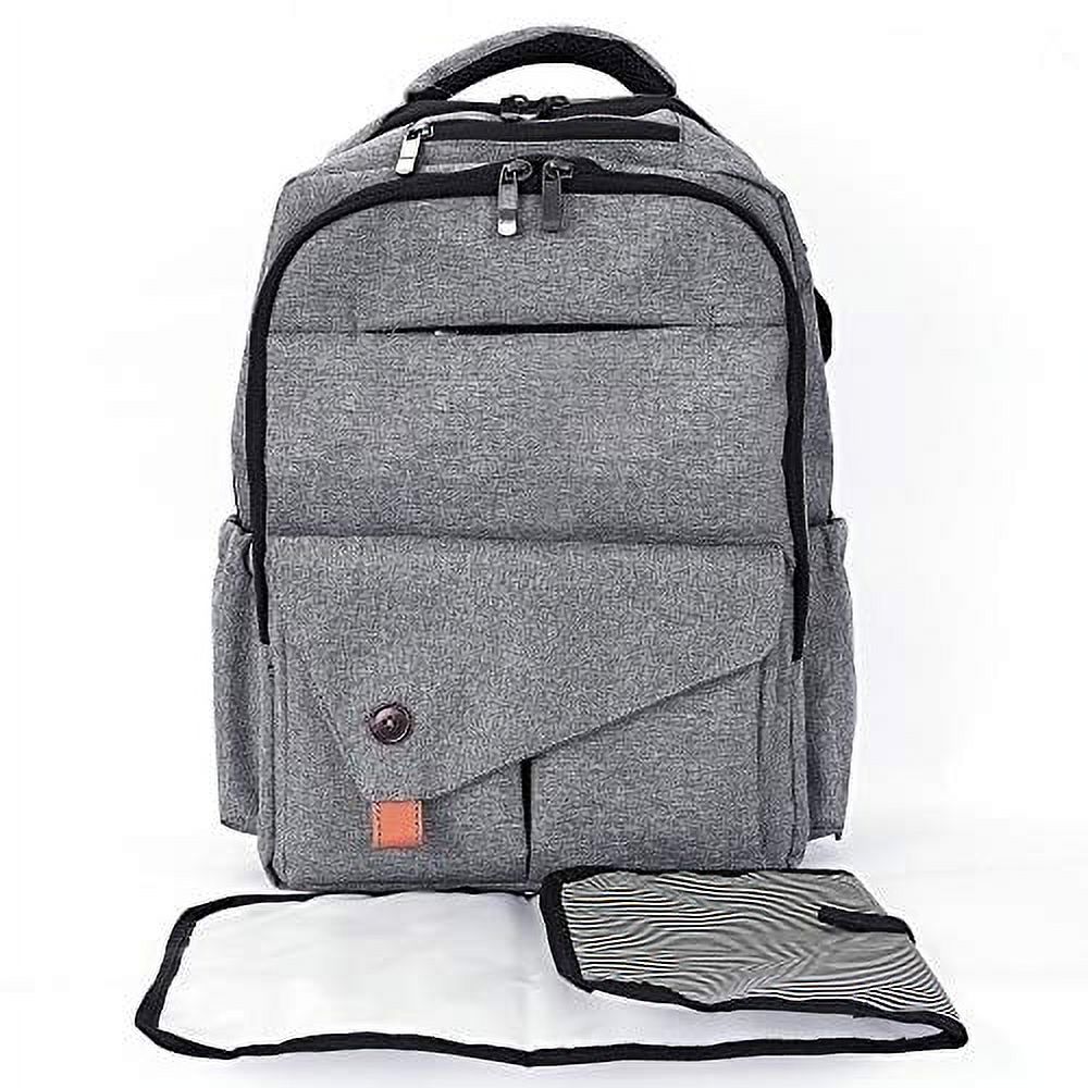 Waterproof Baby Diaper Bag with Changing Mat, Pockets, and Stroller Straps, Gray - image 2 of 9