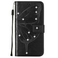 thumbnail image 2 of SaniMore Case for iPhone 14 Pro (6.1" 2022), PU Leather Luxury Embossed Butterfly Glitter Diamond [Wrist Strap & Card Slots & Flip Kickstand] Full-body Shockproof Wallet Cover, lack, 2 of 8
