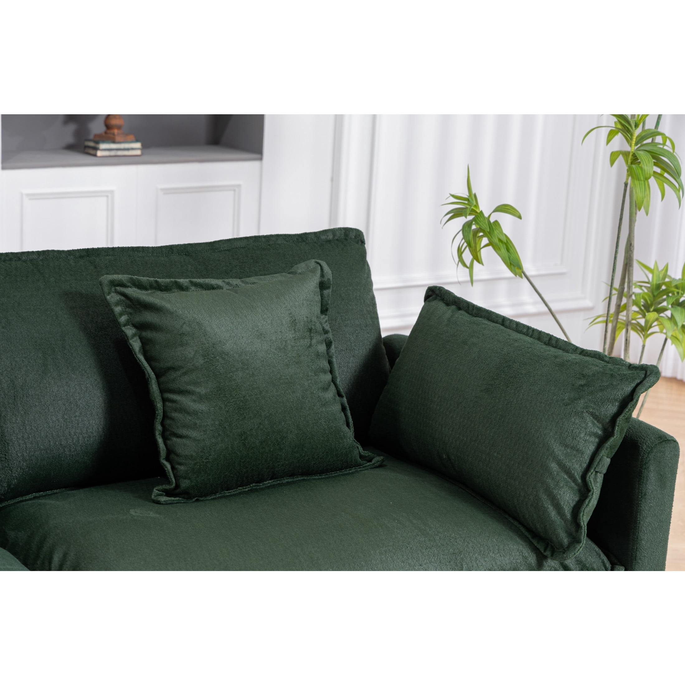 GDF Studio Udolf 149.61" Modern 4-Seat Modular Sectional Sofa with Ottomans and Pillows, Chaise Lounge for Living Room, Green