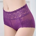 thumbnail image 6 of Fancifize Mid Waist Lace Underwear for Women Seamless Mesh Sexy Panties Ladies Stretch Full Coverage Briefs 2-Pack,XL,Purple, 6 of 6