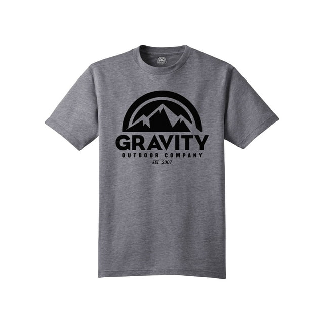 Gravity Outdoor Co. T-Shirt Col Rond Tri-Blend - Logo Noir - Gris Chiné - 2TG