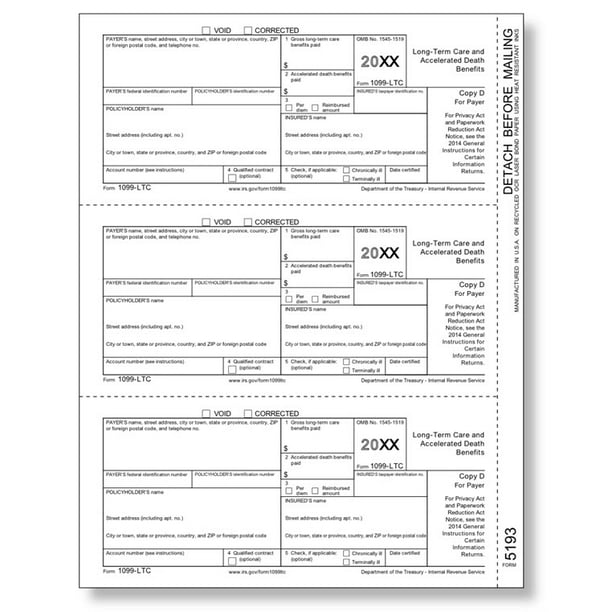 Irs Approved 1099 Ltc Payer Copy D Tax Form Walmart Com Walmart Com