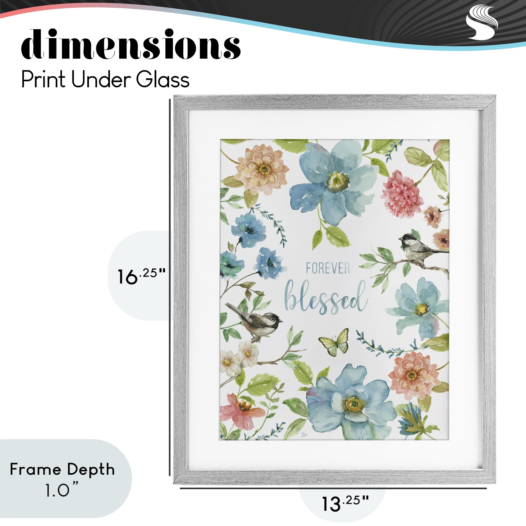 Stupell Industries Forever Blessed Pink & Blue Gray Framed Print Under Glass, design by Nan