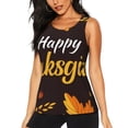 thumbnail image 1 of Balery Happy Thanksgiving 1 Camiseta sin mangas estampada ligera para mujer, tops de entrenamiento sin mangas, camisetas de yoga transpirables de secado rápido.-Large, 1 of 7
