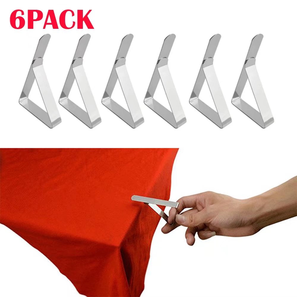 6 Pc Stainless Steel Tablecloth Clamps Cover Clip Holder Table Cloth Picnic New 