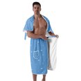 thumbnail image 4 of Colevkie Men's 2 Pcs Bath Wrap Set-Bath Skirt and Towel Soft Adjustable Beach Towel Quick Drying for Home Bathroom Sauna Travel Portable Absorbent Printed Simple Style Pattern, 4 of 7