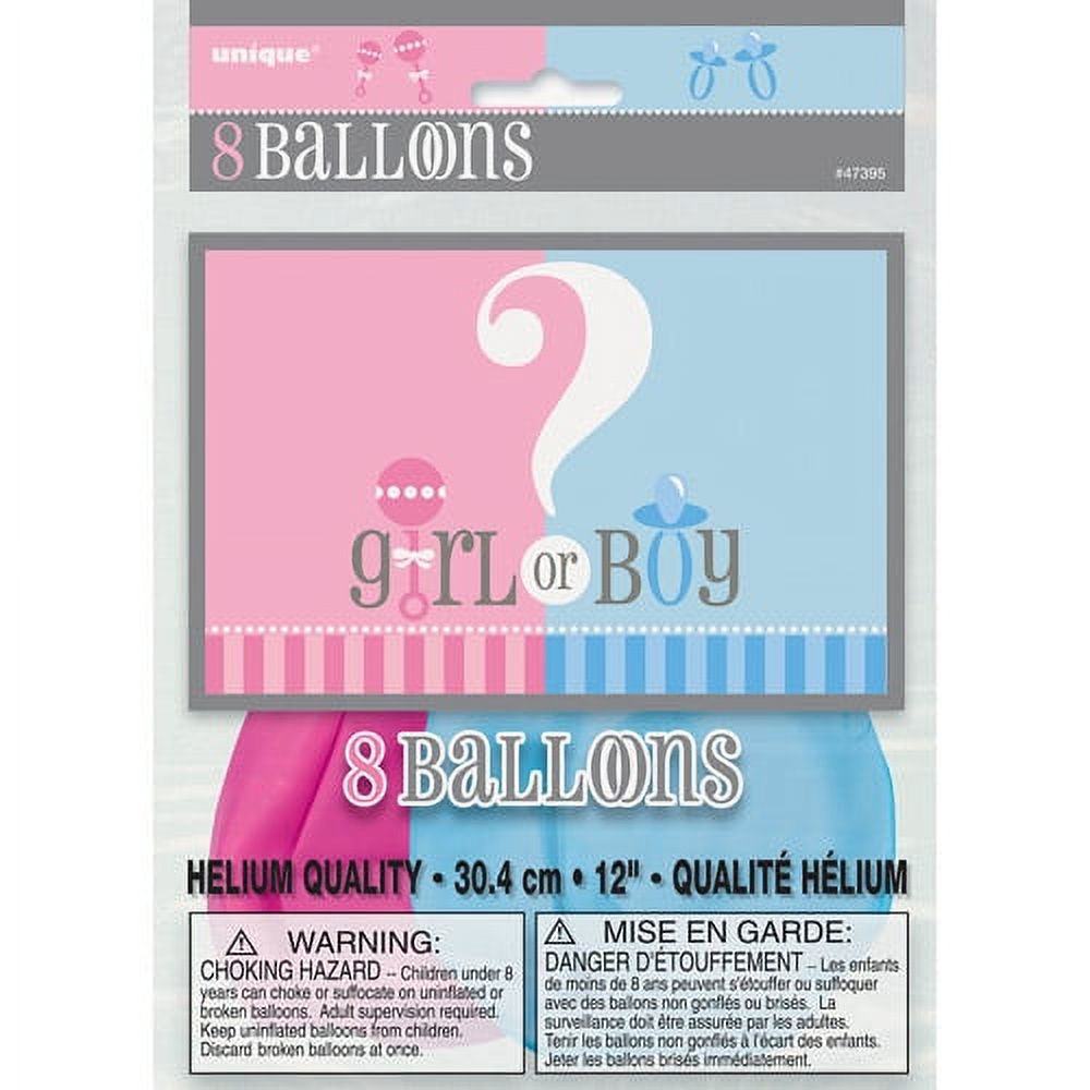 Unique Industries Latex Gender Reveal 16" Multi-color Balloons, 8 Count - image 3 of 3
