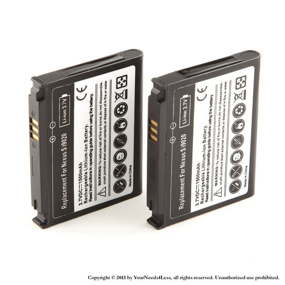 YN4L® 2 X 1500mAh Replacement Batteries for Samsung Code i220 ; Exec i225 ; Propel Pro i627 ; Google Nexus S i9020 ; D720 ; Instinct HD S50 ; Moment M900 ; Behold 2 T939