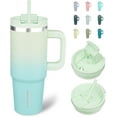 thumbnail image 1 of Xianyou-Gobelets Isolés avec Poignée et Paille 30 oz Gobelets en Acier Inoxydable avec Couvercle, Menthe, 1 of 4