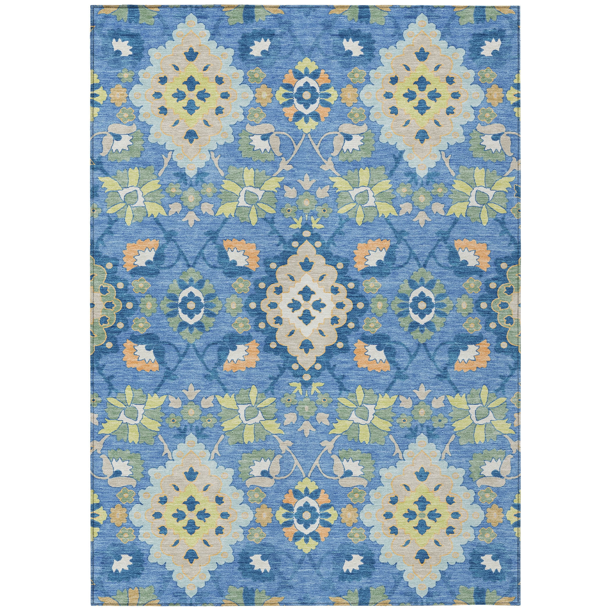 Addison Rugs Chantille Indoor/Outdoor Traditional Vintage Blue Washable Rectangle Rug, 5' x 7'6"
