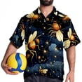thumbnail image 4 of Starry Bees in the Sky Men's Casual Button Down Short Sleeve Printed Summer Beach Shirts, 4 of 6