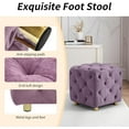 thumbnail image 6 of LEHZROAJ Button Tufted Velvet Vanity Stool with Metal Legs, Modern Makeup Ottoman, Upholstered Foot Rest Footstool for Living Room Bedroom（Purple）, 6 of 10