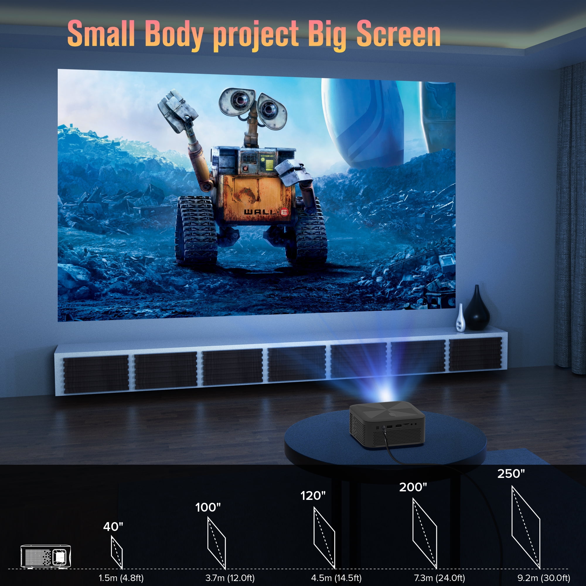 5G WiFi Bluetooth Projector, Portable Full HD 1080P Supported 