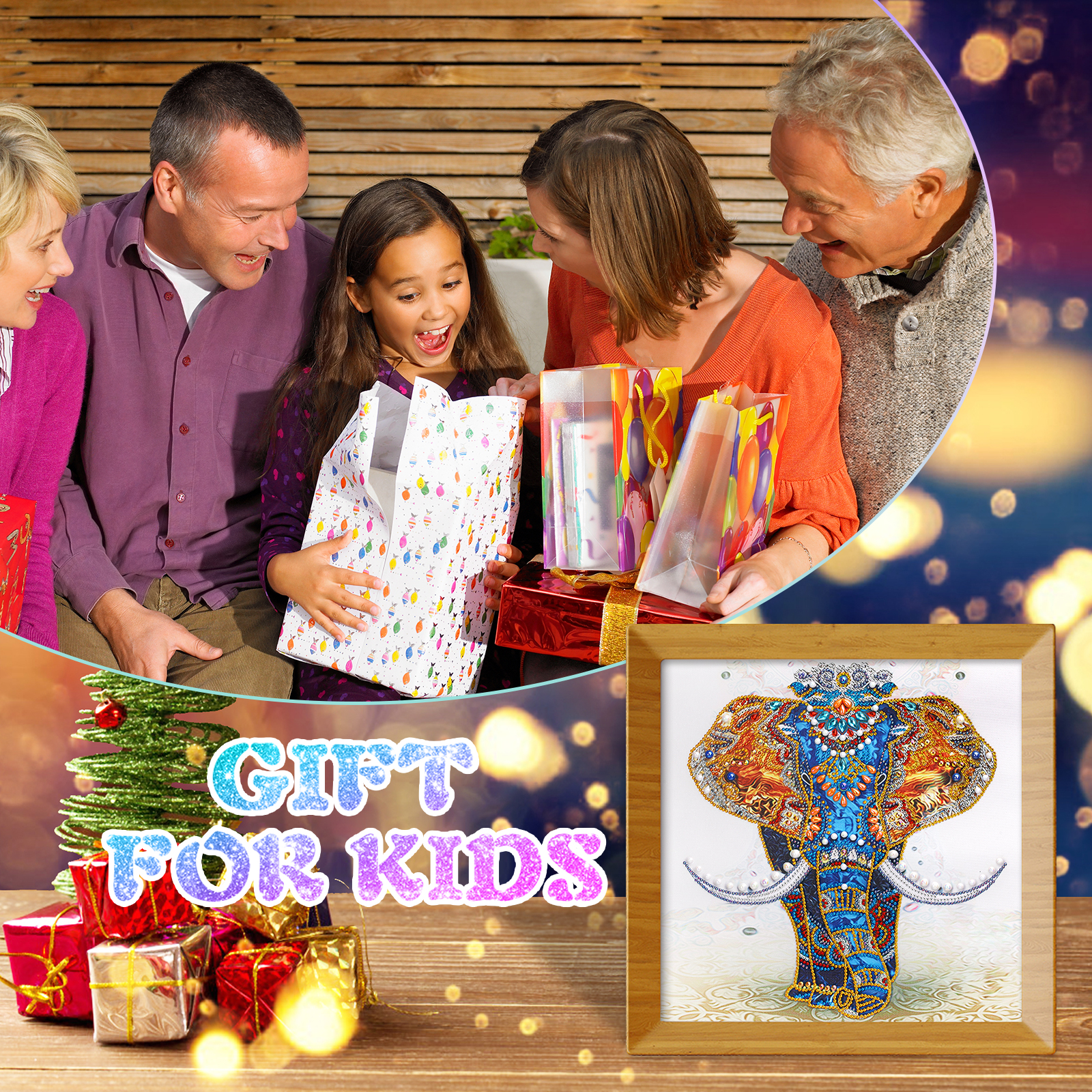 Pearoft 5D Diamond Painting Kit for Kids, Elephant Design photo 4
