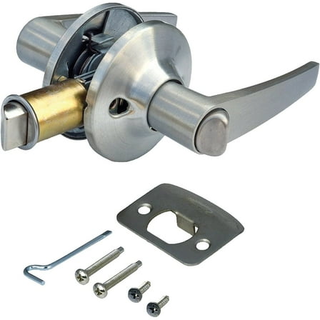 Brushed Nickel Interior Lever Privacy Door Lock for Mobile Home (1)