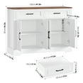 thumbnail image 7 of Homfa Farmhouse Buffet Sideboard for Kitchen, 2 Drawers & 4 Doors Wood Storage Cabinet for Living Room, White, 7 of 7