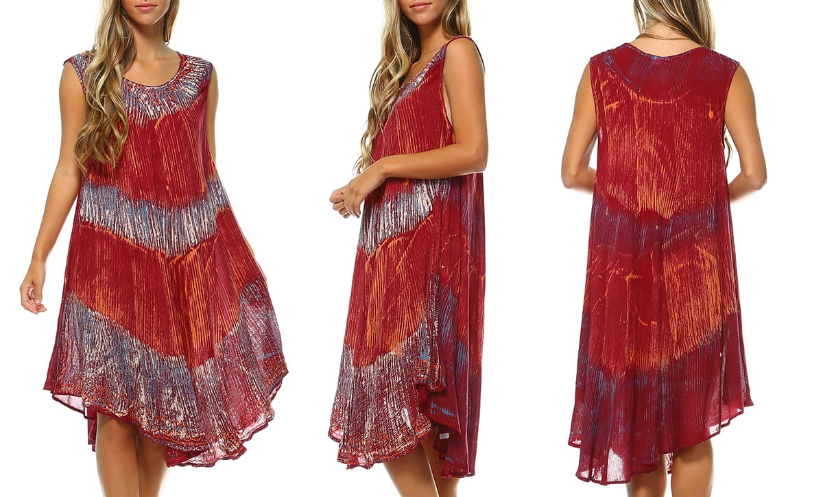 Boho Burgundy Casual Embellished Sun 