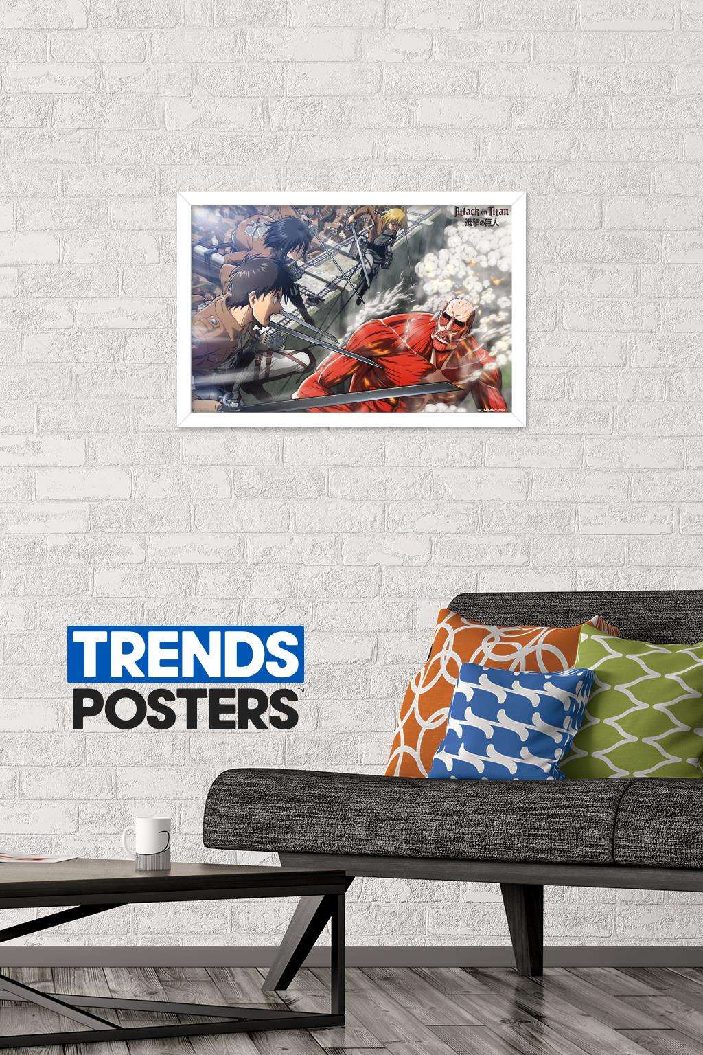 Attack on Titan - Battle Wall Poster, 14.725" x 22.375", Framed