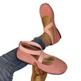 thumbnail image 5 of Viluyesy Womens Ballet Flats Round Toe Crisscross Elastic Ankle Strap Slip On Breathable Lightweight Everyday Dressy Comfort Flat Shoes Pink Size US7, 5 of 6