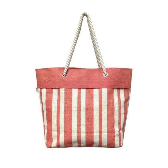 Peach stripes Beach Tote Bag