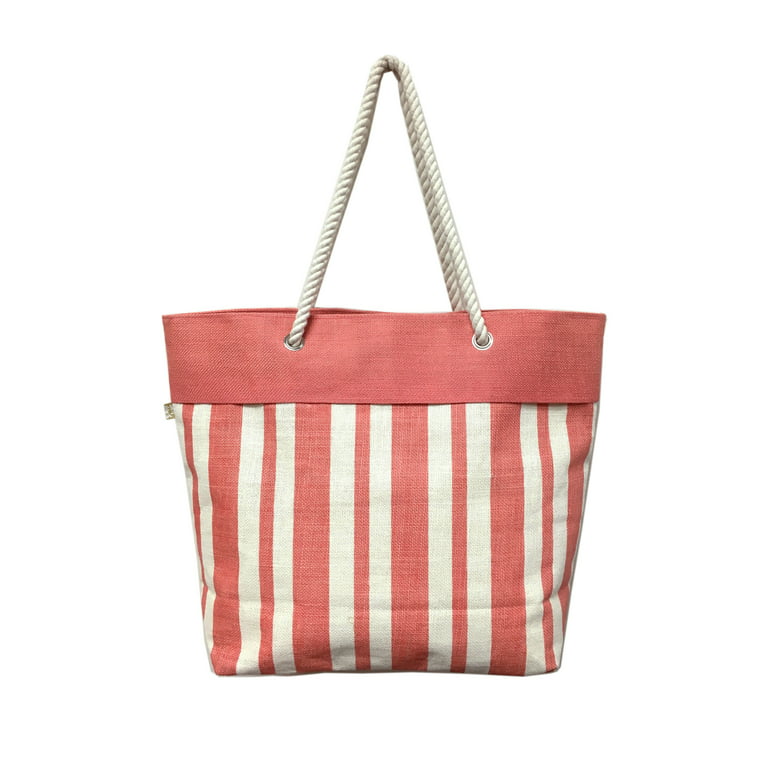 Peach stripes Beach Tote Bag 