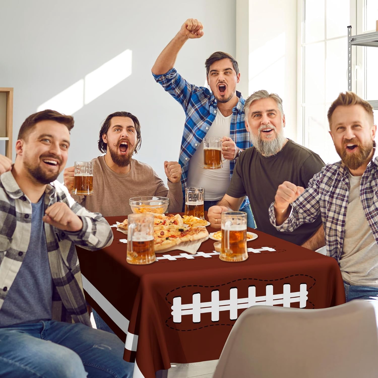 Football Party Decorations 2026, Disposable Football Tablecloth, 2 PCS Brown Green Decoration Runner, Game Day Theme Table Cloth, Plastic Table Cover for Game Day Touchdown Party Supplies