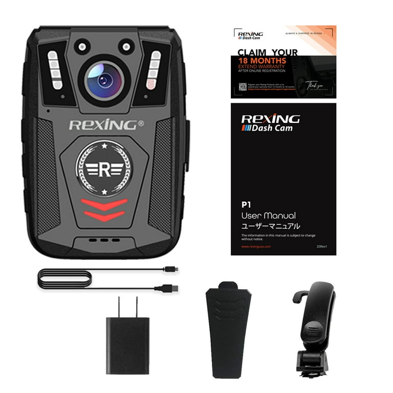 Rexing P1 1080p FHD Body Camera with 64GB Internal Memory Black P1