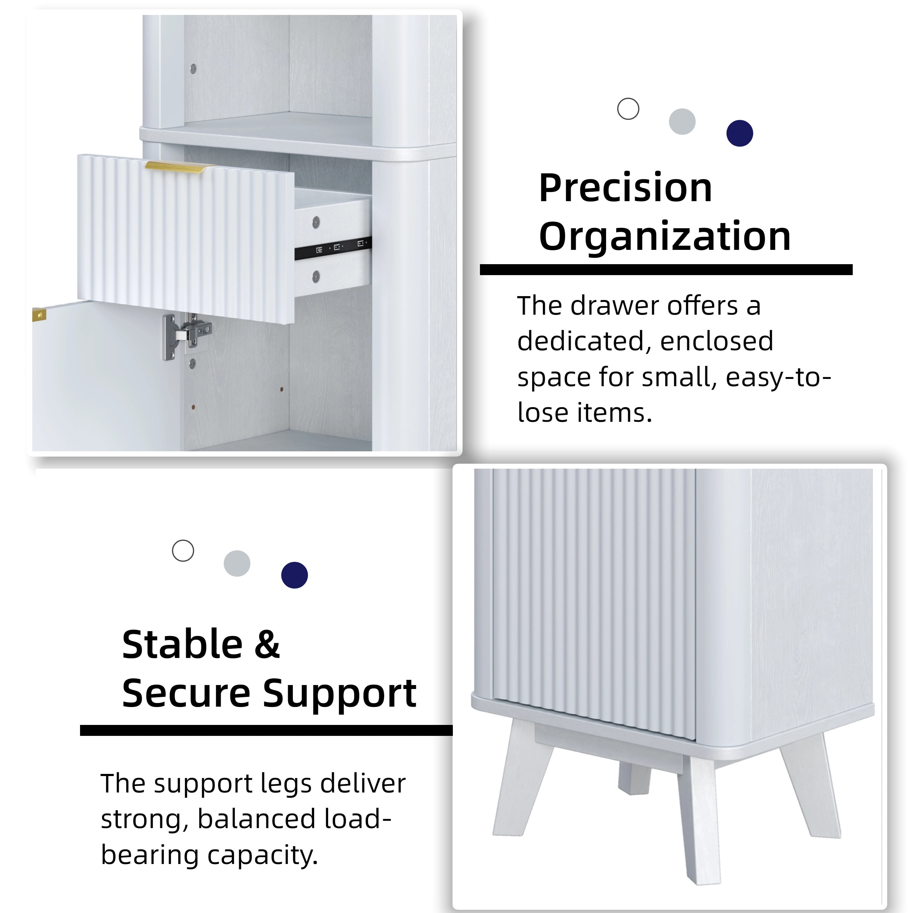 Leumius 68" H Tall Bathroom Storage Cabinet with Adjustable Shelves,One Drawer & Door, Storage Cabinet for Bathroom, Living Room, Entryway,White