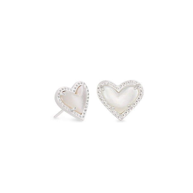 Aretes Kendra Scott Ari Corazón en Plata Rodinada con Nácar Marfil