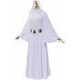 thumbnail image 2 of Women's Princess Leia Dress Adult Long Hooded Dress Leia Outfits White Robe with Belt, 2 of 7
