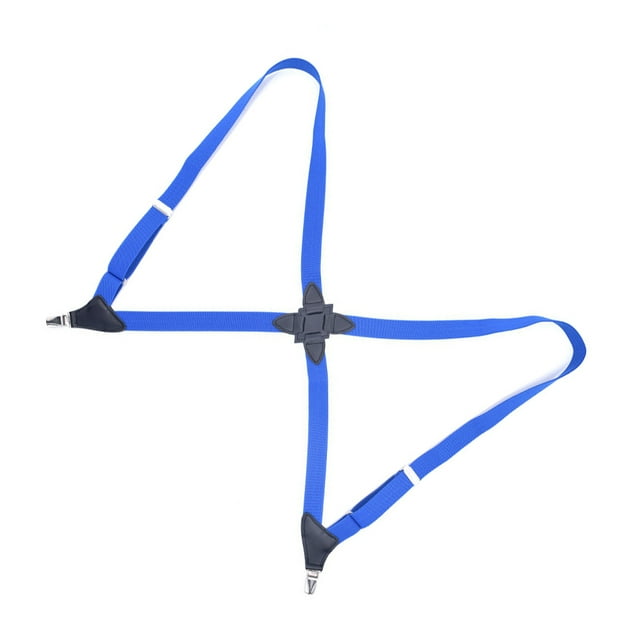 Sonducket Poliéster Hombres Mujeres Brace Easy Matching Universal Portable Elegante Color sólido Elástico Back Braces con 2 clips Accesorios de disfraces Azul