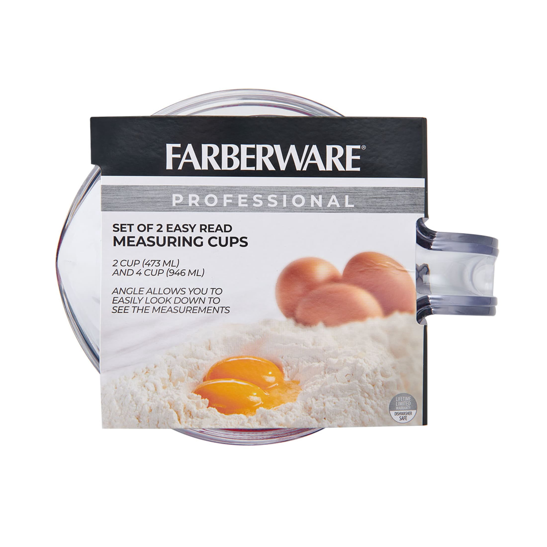 Farberware Professional Set of 2 Nesting Measuring Cups with Easy-Read Design, Clear