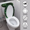 thumbnail image 3 of HELLHERO Bathroom Toilet Lid Cover Four-Leaf Clover and Gold Coins 2 Pcs Set Elastic Edge for Hotel Home Soft Bathroom Toilet Lid Cover Set, 3 of 8