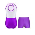 thumbnail image 2 of TSSOE Kids Girls Gymnastics Ballet Dance Leotard Rhinestones Sleeveless Unitard Bodysuit with Shorts Purple 14, 2 of 7