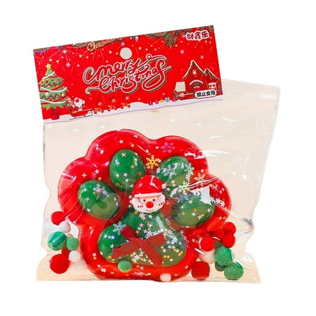 Extra Large Stress Relief Toy Christmas Cats Paw Pinching Toy Soft Elastic Decompression Kneading Toy with Festive Christmas Hats and Bells Durable Non-Deforming Material for Adults and Kids