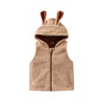 thumbnail image 2 of Girls Hooded Vest Soft Bunny Ear Design Zip Front Sleeveless Jacket (Khaki), 2 of 9