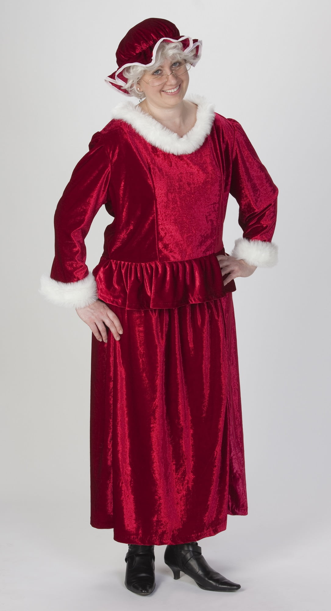 3 Piece Mrs. Claus Burgundy Christmas Costume Adult Plus Size 3 Piece Mrs. Claus Burgundy Christmas Costume Adult Plus Size