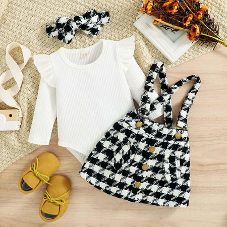 

Ganfancp Infant Girls Cotton Striped Top & Plaid Skirt Set with Knot Hairband - Fashionable 3-Piece Outfit for Daily Wear & Events Clearance Items